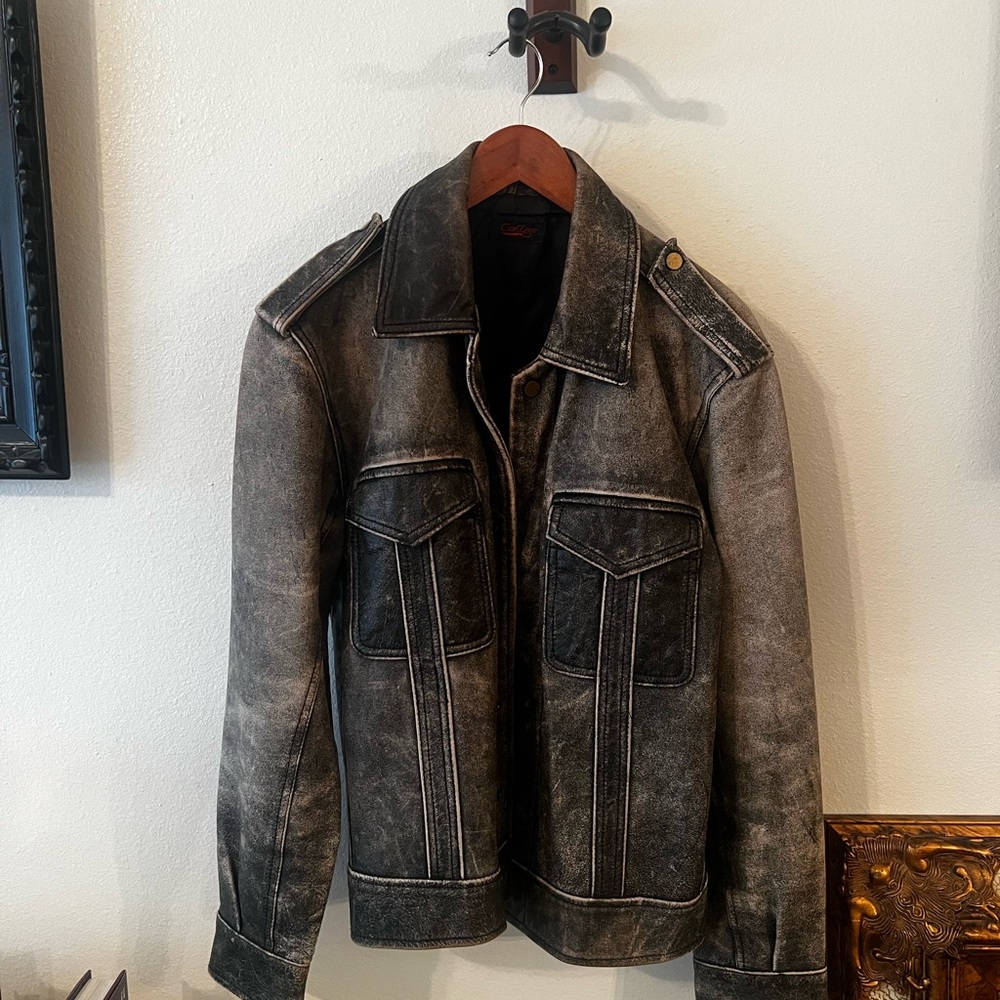 Men's Distressed Black Denim Jacket